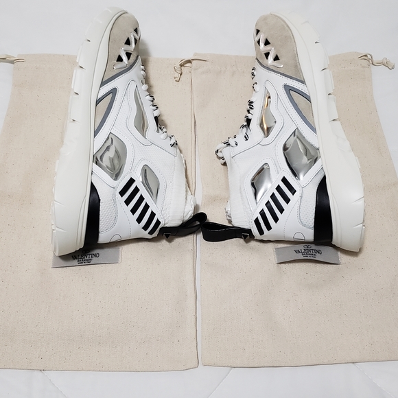 Valentino Men's Wht Heros Reflex Knitted Trainers - Picture 4 of 8